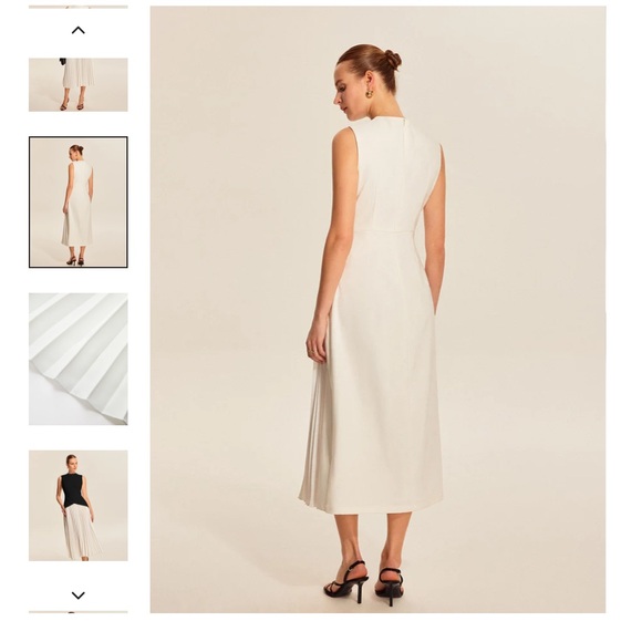 Sleeveless elegant pleated midi dress new with tag office wear - Picture 3 of 6